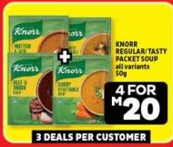 KNORR REGULAR/TASTY PACKET SOUP all variants 50g