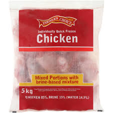 Chicken brai pack mixed portion with brine based mixture 