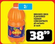 BROOKES OROS FLAVOURED SQUASH CONCENTRATE all Variants 2L each